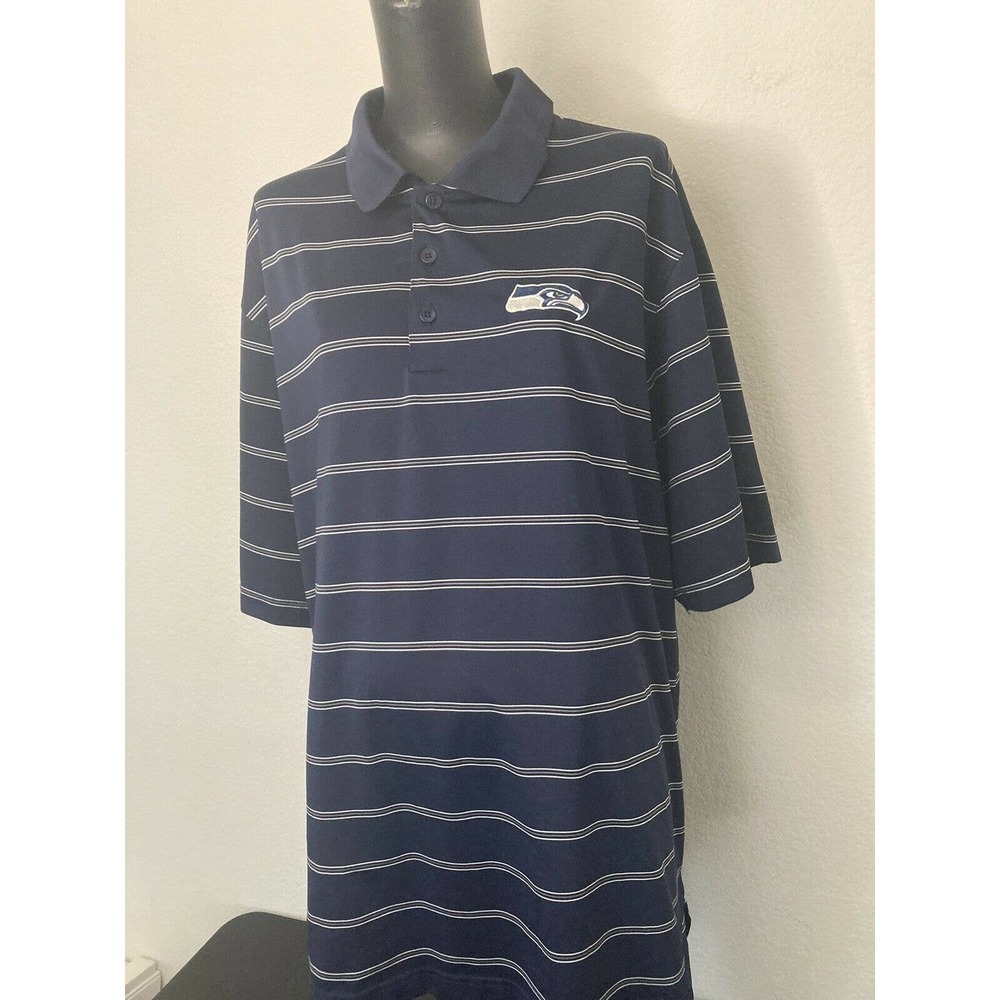 Antigua Seahawks Polo Shirt Blue 2XL Striped Golf